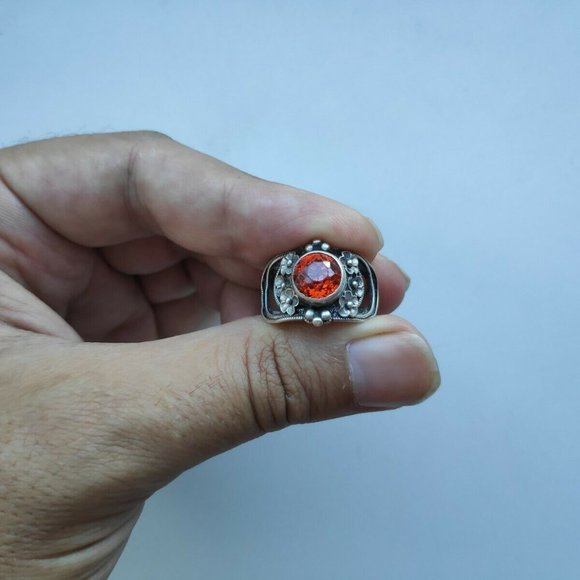 USSR SILVER 875 RING WITH ORANGE SPESSARTINE - Picture 11 of 11